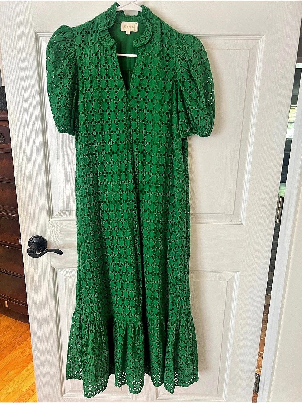 Entro Green Eyelet Maxi Dress Size Small